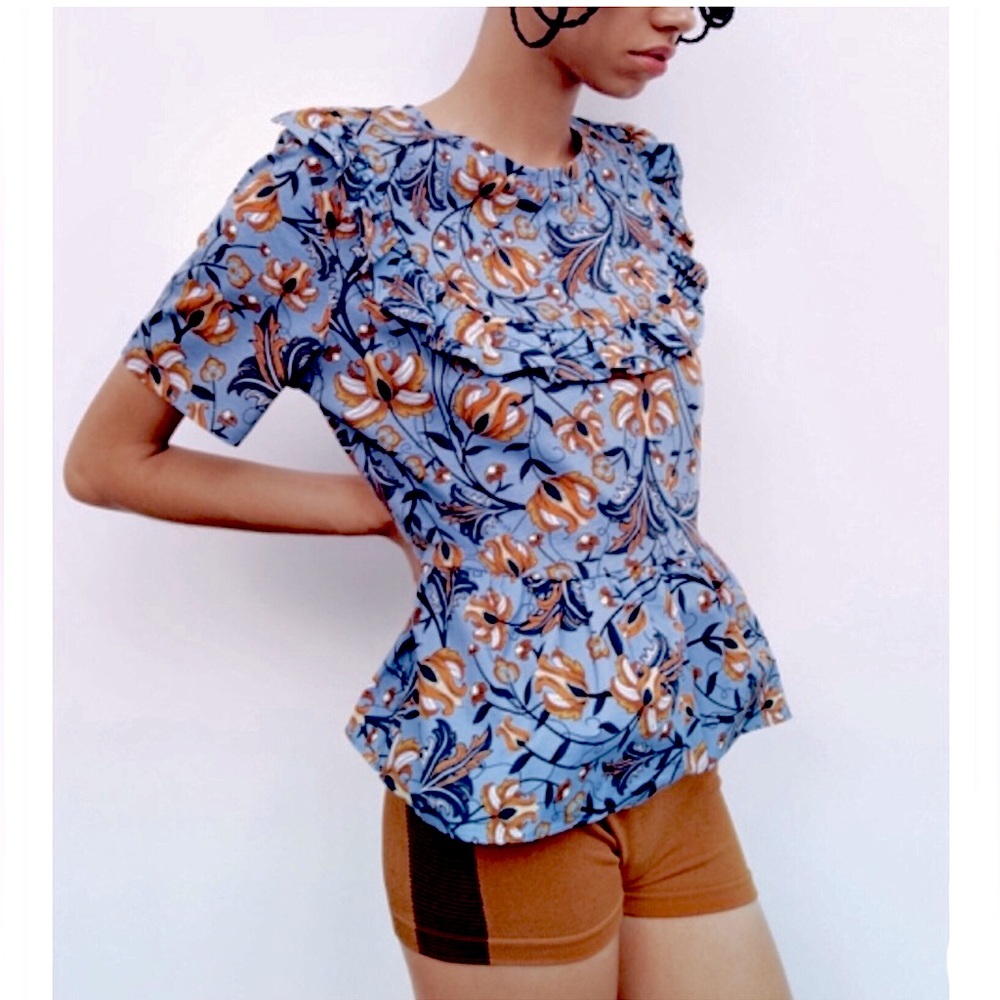 Zara Ruffle Peplum Top
